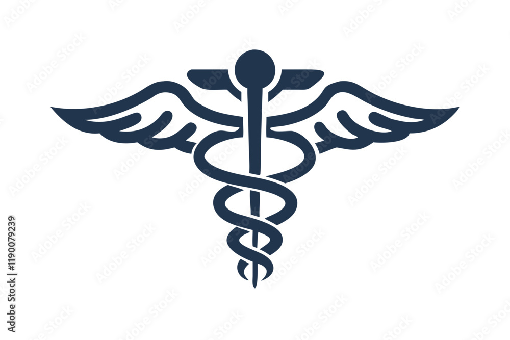 Simple Medical Caduceus Symbol Isolated on White Simple Medical Caduceus Symbol Isolated on White