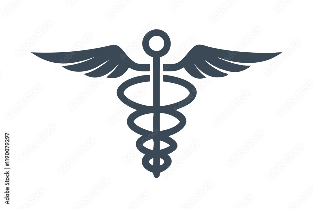 Simple Medical Caduceus Symbol Isolated on White Simple Medical Caduceus Symbol Isolated on White