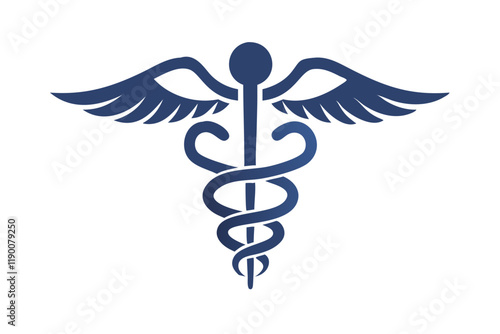 Simple Medical Caduceus Symbol Isolated on White