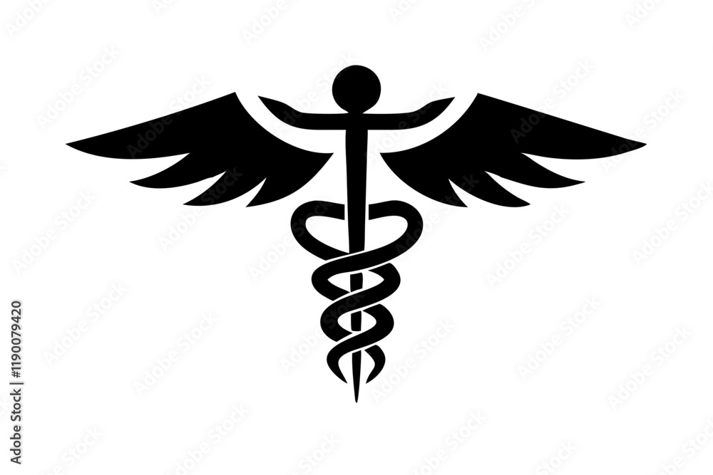 Simple Medical Caduceus Symbol Isolated on White Simple Medical Caduceus Symbol Isolated on White
