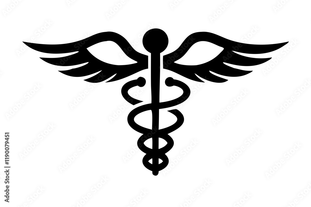 Simple Medical Caduceus Symbol Isolated on White Simple Medical Caduceus Symbol Isolated on White