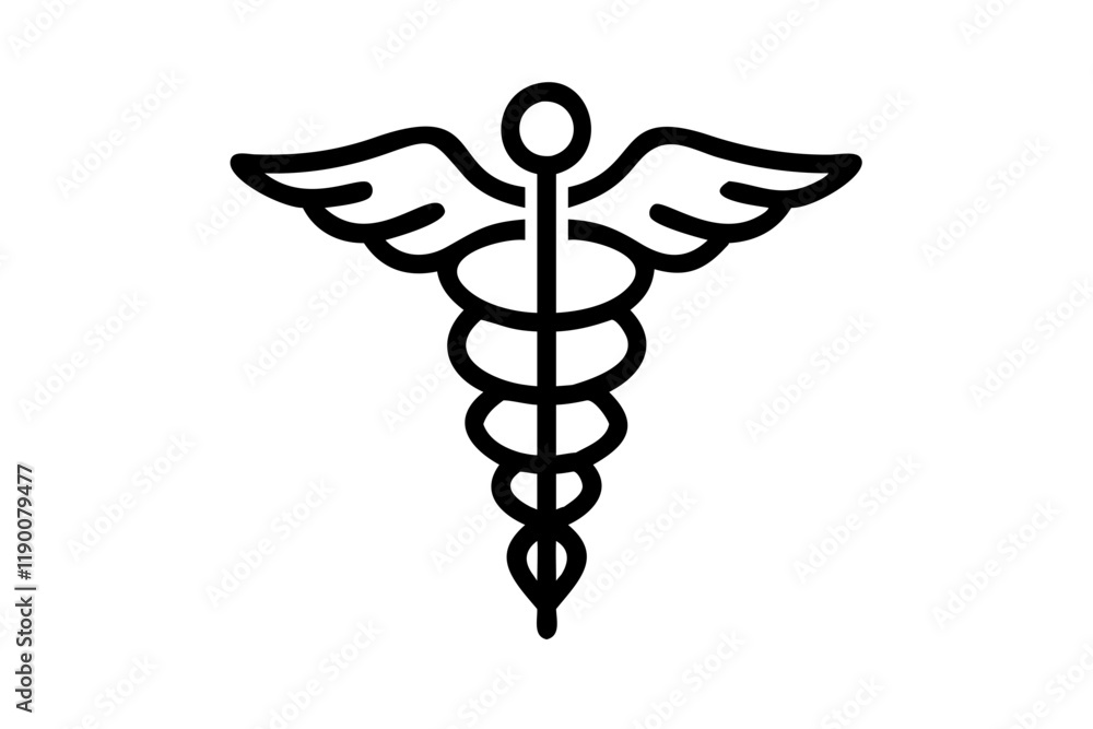 Simple Medical Caduceus Symbol Isolated on White Simple Medical Caduceus Symbol Isolated on White