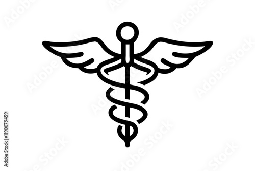 Simple Medical Caduceus Symbol Isolated on White