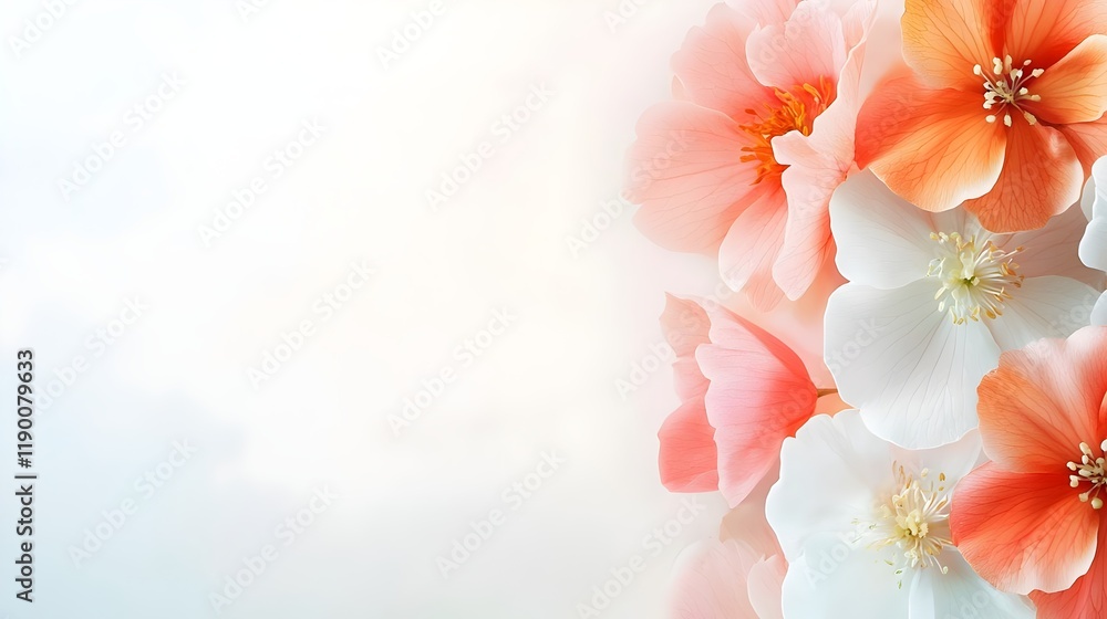 Fototapeta premium Soft Pink and Peach Blossom Flowers Floral Background Spring Bloom