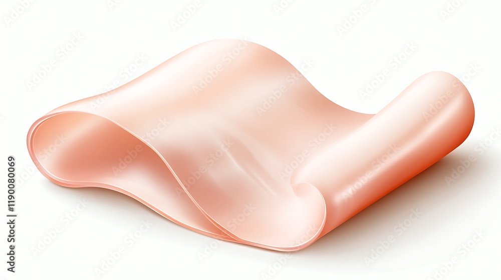 A single slice of ham delicately curled A single slice of ham delicately curled