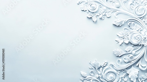 Elegant White Floral Design on Light Blue Background