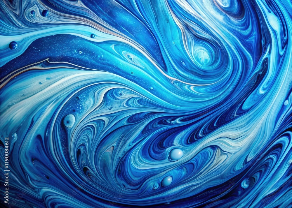 Liquid marbling technique yields a mesmerizing blue marble acrylic background; long exposure artistry. Liquid marbling technique yields a mesmerizing blue marble acrylic background; long exposure artistry.