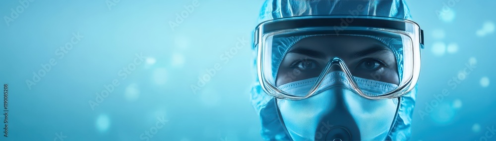 Closeup portrait of a man wearing protective mask and goggles for safety. Closeup portrait of a man wearing protective mask and goggles for safety.
