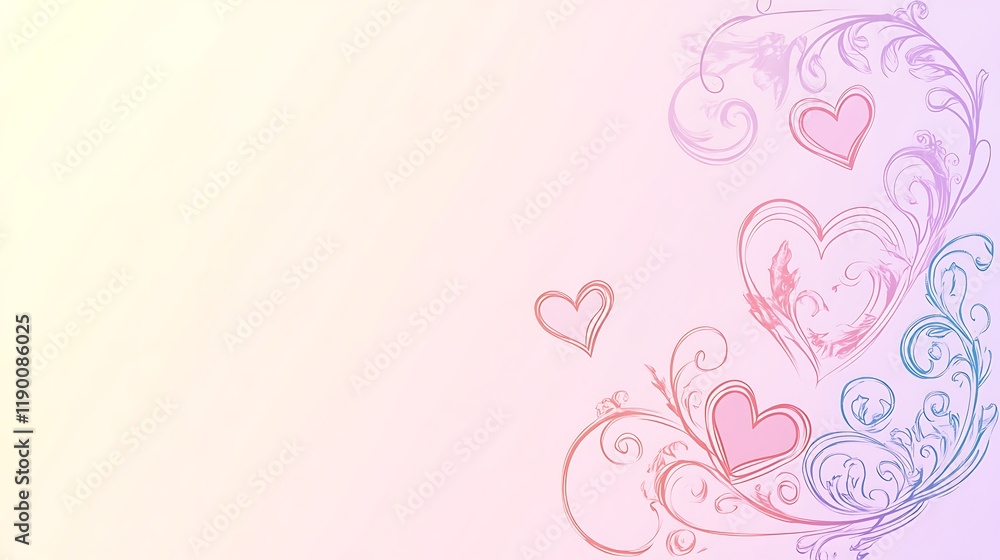 Pastel Hearts Floral Design Romantic Valentine Artwork Pastel Hearts Floral Design Romantic Valentine Artwork