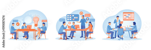 Illustration depicting team collaboration in a modern office environment.