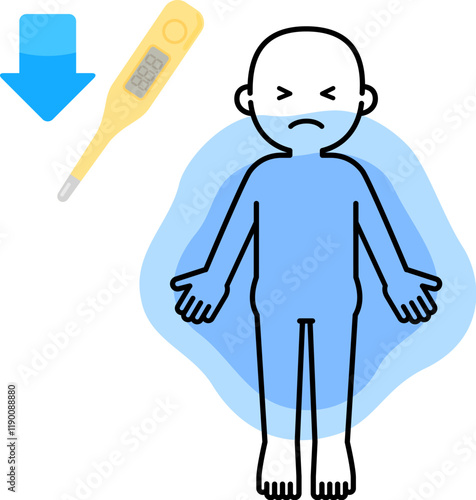 体温が下がった人物のデフォルメイラスト