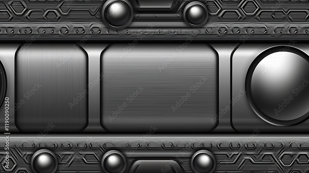 Fototapeta premium Abstract Metallic Panel Design With Geometric Details