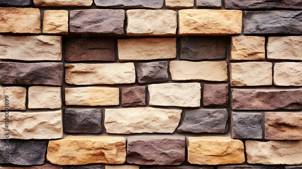 Fototapeta premium A textured stone wall with varied earth tones