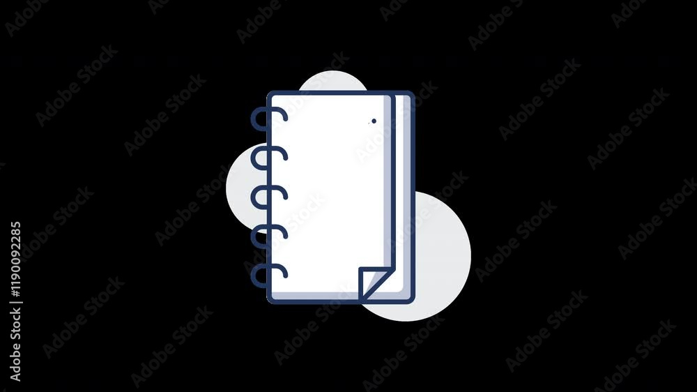A simple flat design of a notebook with a minimalistic style on a black background. A simple flat design of a notebook with a minimalistic style on a black background.