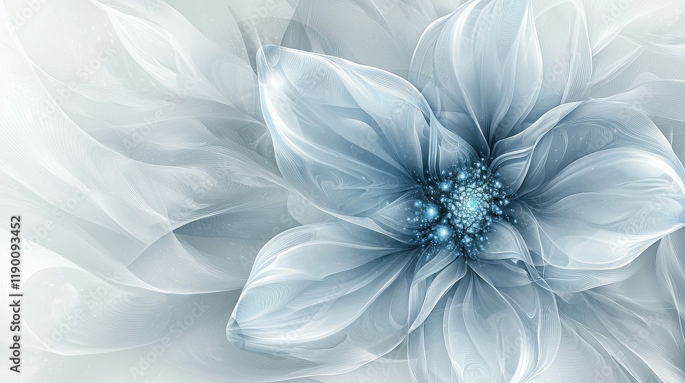 Obraz premium Delicate Blue Fractal Flower Abstract Design