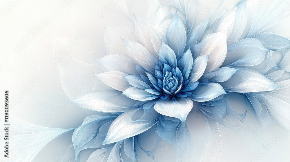 Obraz premium Delicate Blue And White Fractal Flower Design