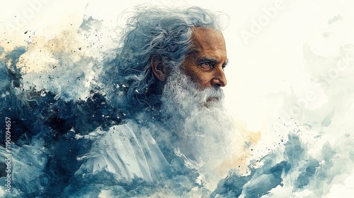 god calls abraham digital watercolor illustration