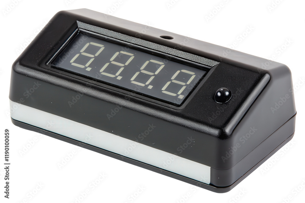 Fototapeta premium Black digital timer with backlight isolated with transparent background