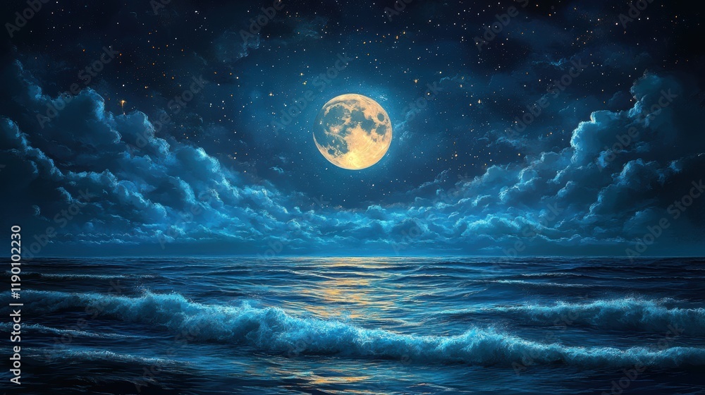 Fototapeta premium in the beginning god created the heavens and the earth genesis 1 1 night sky with full moon and stars vector illustration background