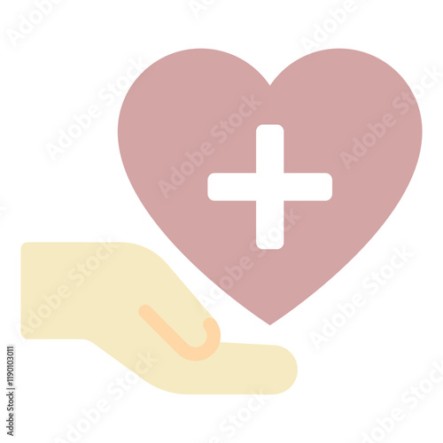 Hand Holding Heart with Medical Cross Symbol