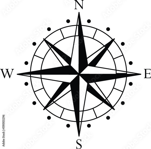 Compass icon, Vector compass icon