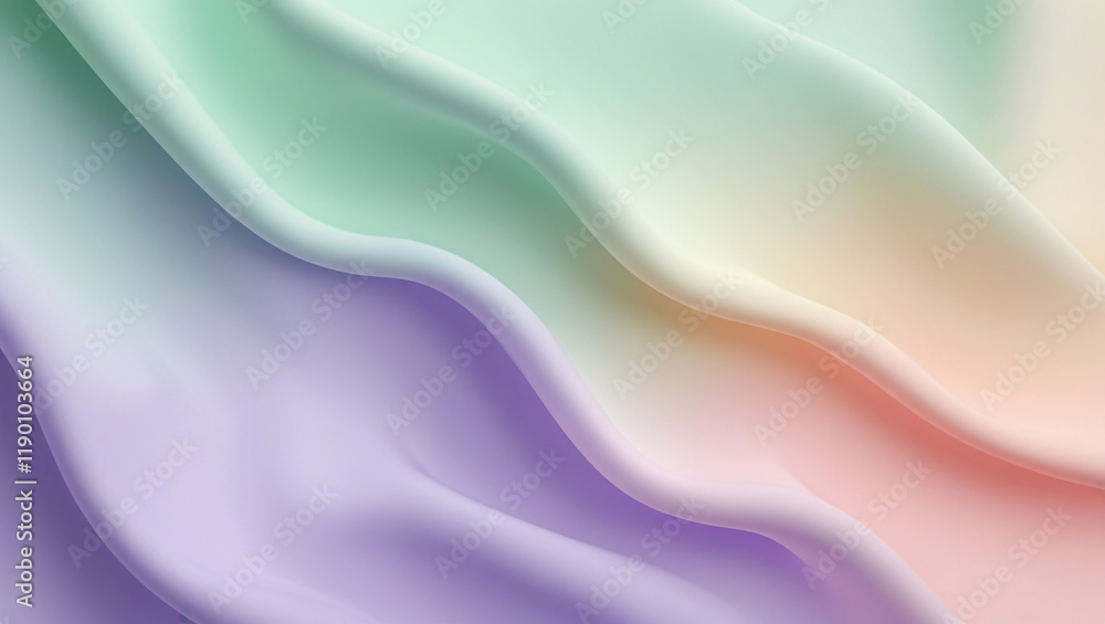 Fototapeta premium A high-resolution background featuring a beautiful pastel rainbow gradient that transitions between mint green, lavender, and peach, designed to create a modern aesthetic.