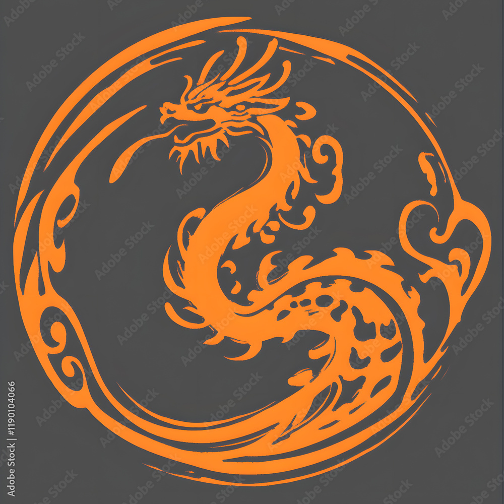 Dynamic orange dragon illustration Dynamic orange dragon illustration