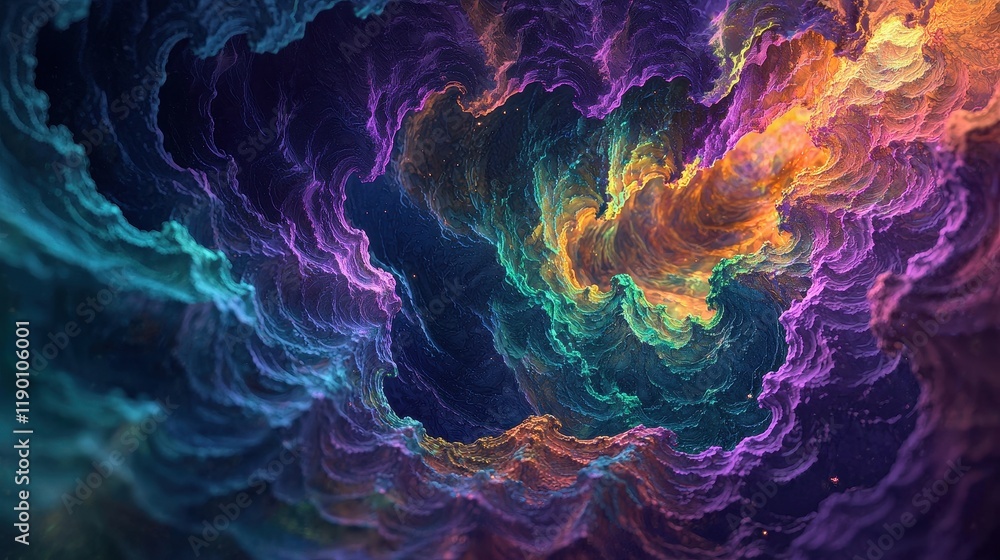 Obraz premium Abstract Colorful Nebula Swirling Cosmic Landscape
