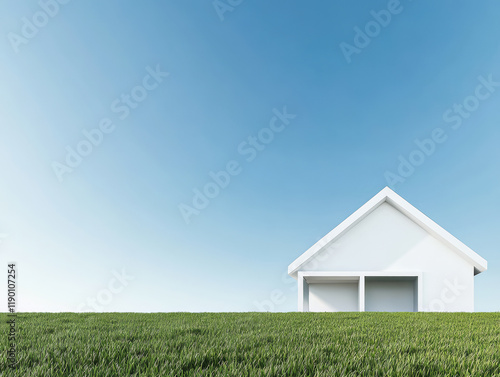 Wallpaper Mural Modern white house on a green hill under a clear blue sky at midday Torontodigital.ca