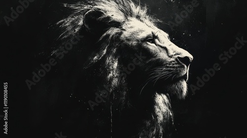 jesus the lion of judah lion head with cross and grunge background vector illustration in black and white