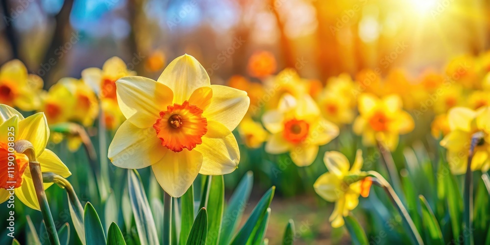 Vibrant Daffodil Blooms in Garden, petals, plants, petals, plants, springtime, daffodils, flowers, orange, flora, garden Vibrant Daffodil Blooms in Garden, petals, plants, petals, plants, springtime, daffodils, flowers, orange, flora, garden