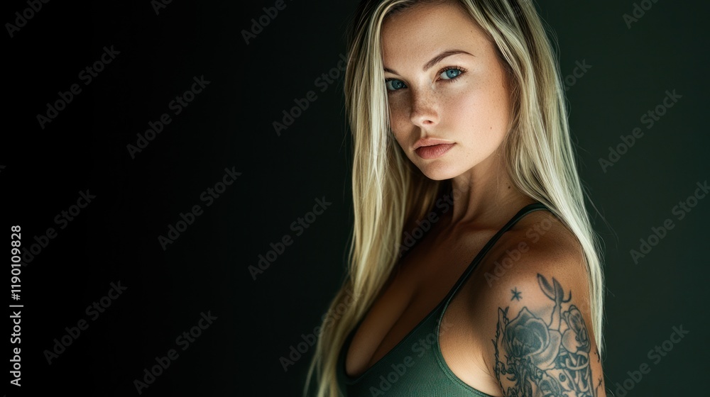 Naklejka premium Portrait of a Woman with a Tattoo