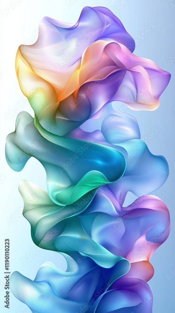 Obraz premium Wavy Paper Abstract Wallpaper in Pink and Blue Generative AI