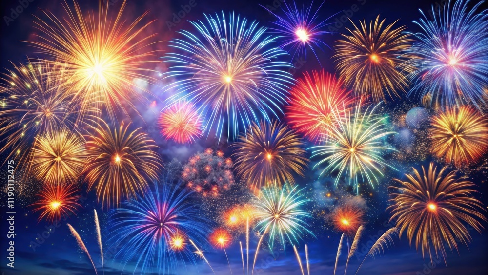 Expanding fireworks display on a dark blue sky with vibrant colors and patterns , sky, colorful, sky, colorful Expanding fireworks display on a dark blue sky with vibrant colors and patterns , sky, colorful, sky, colorful