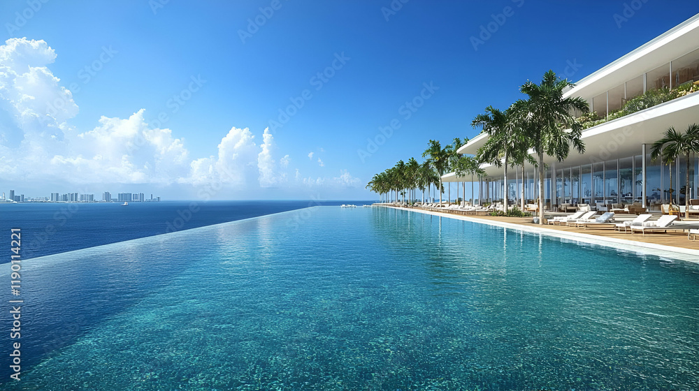 Luxury Infinity Pool with Breathtaking Ocean View and Lush Tropical Landscaping Luxury Infinity Pool with Breathtaking Ocean View and Lush Tropical Landscaping