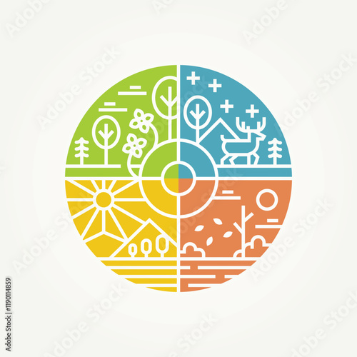 minimalist four season icon logo vector illustration design. simple modern winter, spring, summer and autumn logo concept