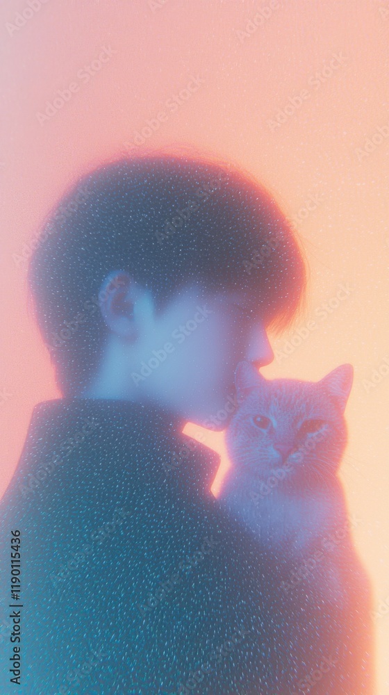 Obraz premium Blurred portrait of a person in warm light with surreal effect