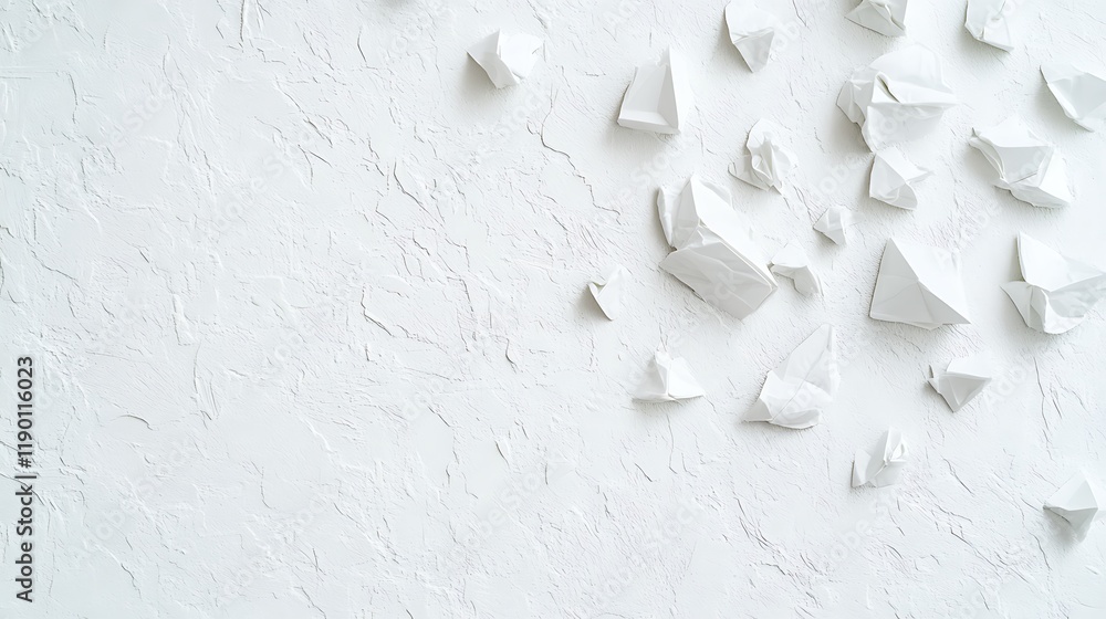 Fototapeta premium White Crumpled Paper Scattered On Textured Background