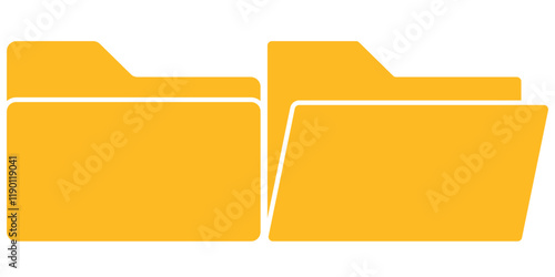 Computer folder, new empty file icon, folder documents symbol. File, folder, page, paperwork, attachment, Archive storage icon. Open folder icon. Vector illustrator. 