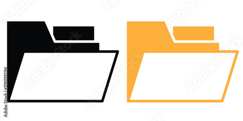File folder icon set. Documents for computer. File folders with data in flat style. Mail symbol, Computer file folder symbol in flat style, Business document folder icon. Vector illustration