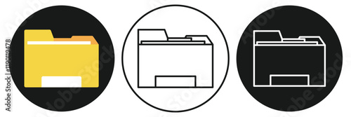 computer file folder icon. Document, attachment, folder, page icon symbol. Archive storage icon. Vector illustration.