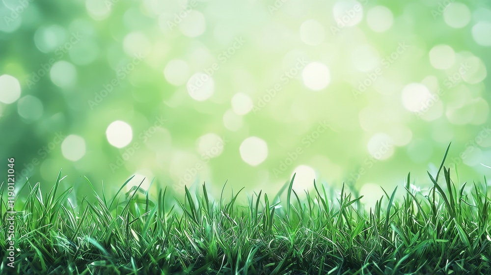 Fototapeta premium Lush Green Grass Against A Soft Bokeh Background