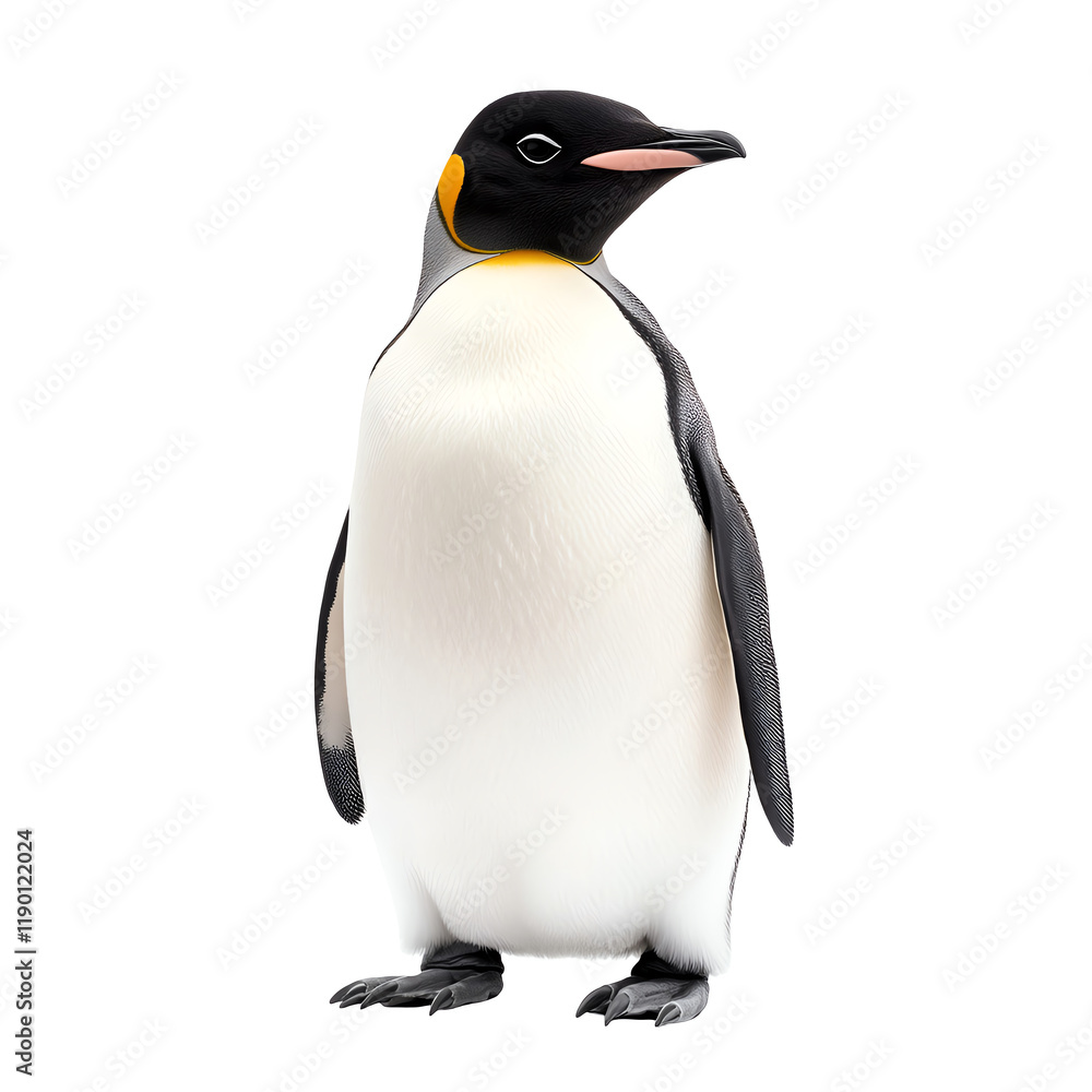Fototapeta premium Penguin standing, white isolate background.