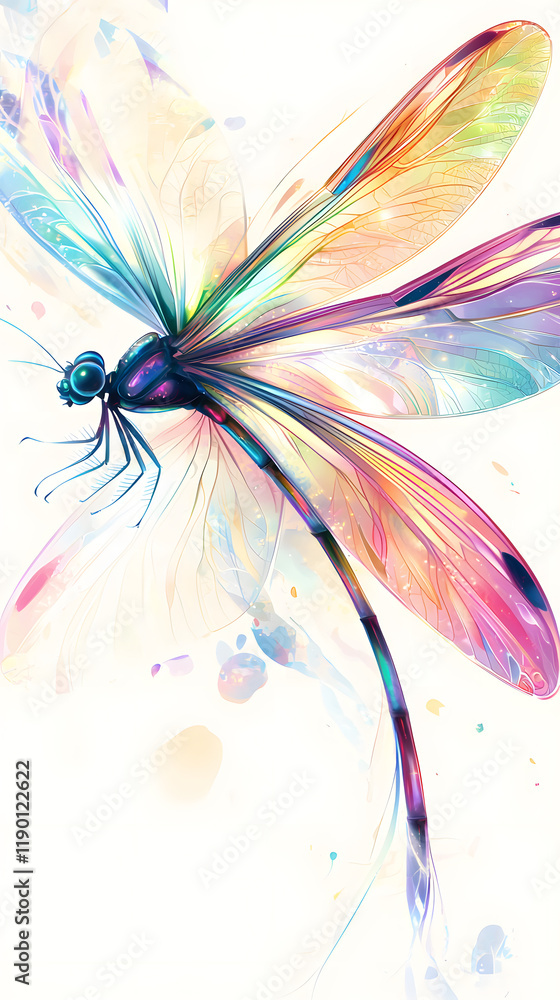 Obraz premium Colorful dragonfly illustration in vibrant hues
