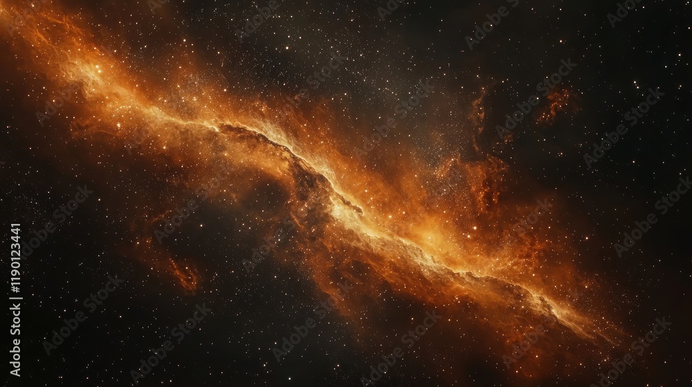 Fototapeta premium Cosmic Nebula Orange Glowing Starscape