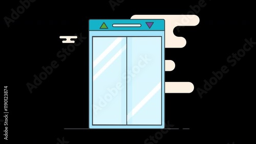 A modern, flat design illustration of a sleek elevator with minimalistic features and a simple background. photo