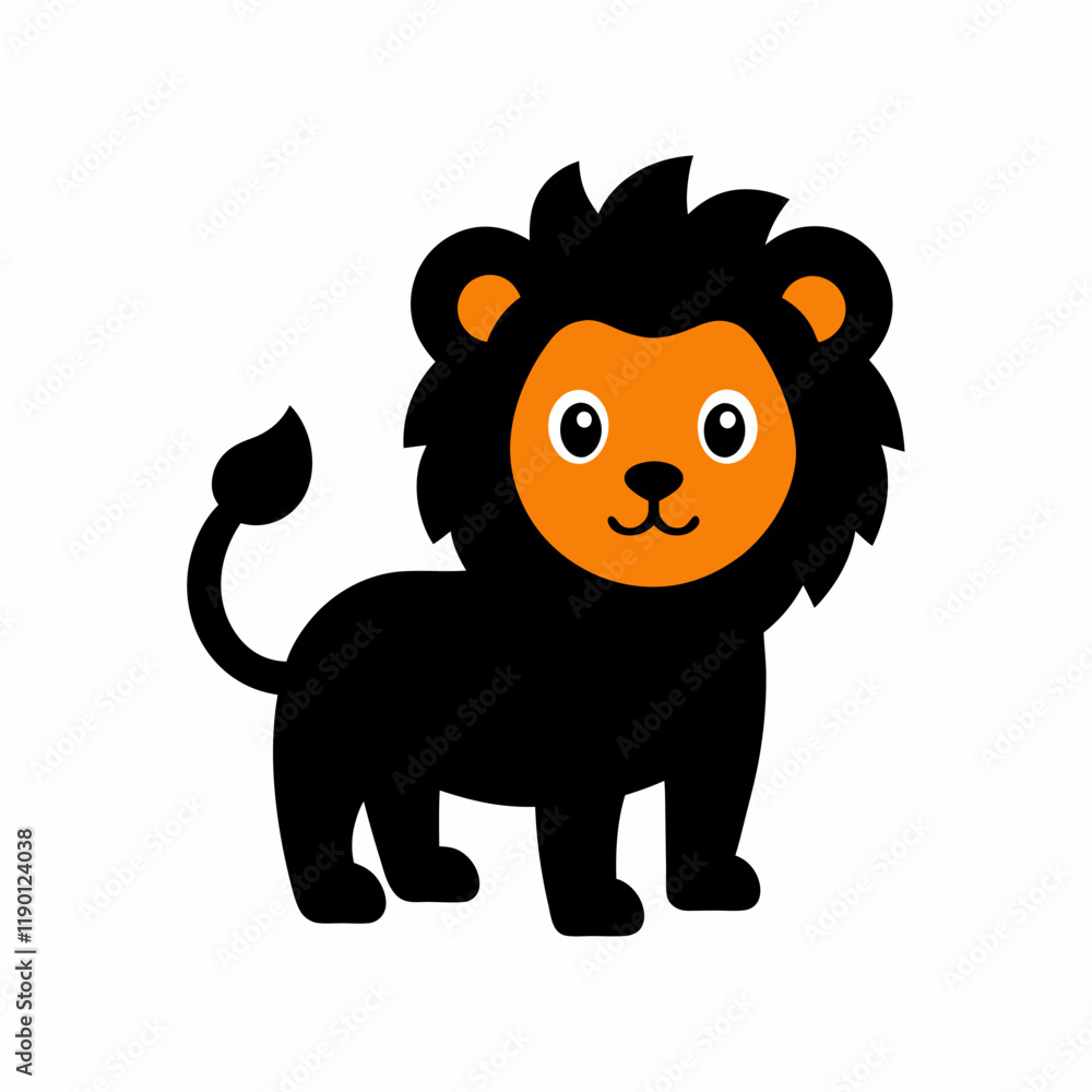 Obraz premium vector-silhouette-of-cute-cartoon-lion-with-big-eye