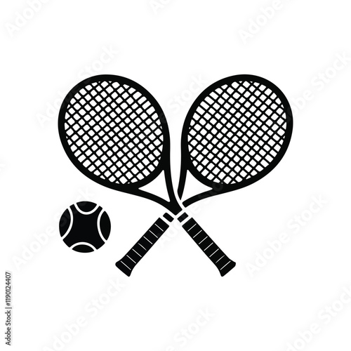 Crossed tennis rackets and ball  vector icon