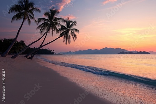 Sunset over koh samui island beach serene view tranquil atmosphere