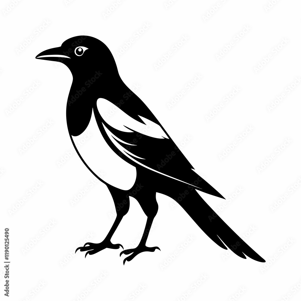 Obraz premium vector-silhouette-of-magpie